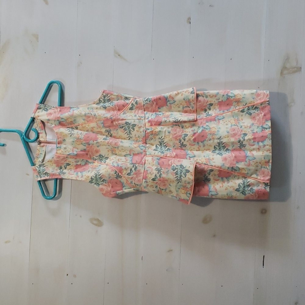 Floral print denim dress